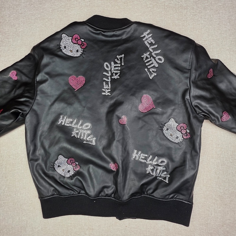 FOREVER 21 Hello kitty Black Rhinestone Bomber Jacket. Size Medium NWOT - Picture 4 of 16
